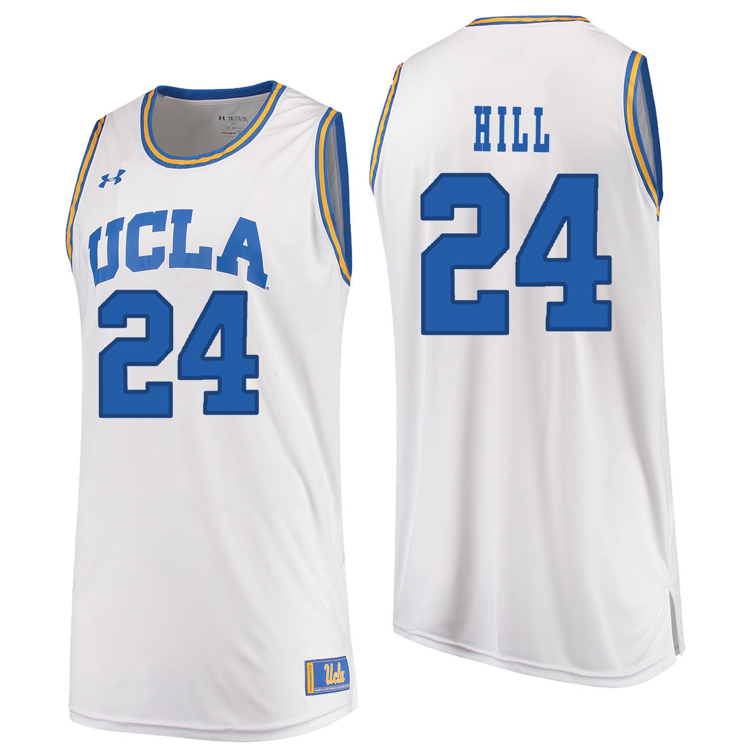 Men UCLA UA 24 Hill White Customized NCAA Jerseys